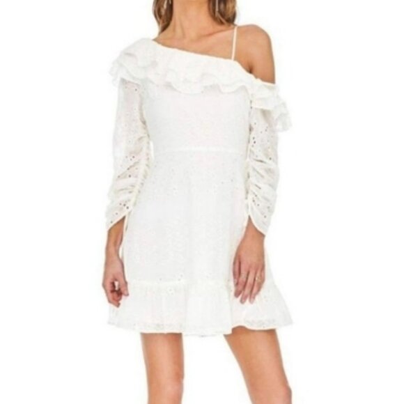 NWT ASTR embroidered 1 cold shoulder mini dress women's size Large (254) - Picture 1 of 14